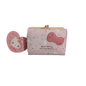 Hello Kitty Wallet 50th Anniversary Mini Clasp Wallet Pink Trifold Design